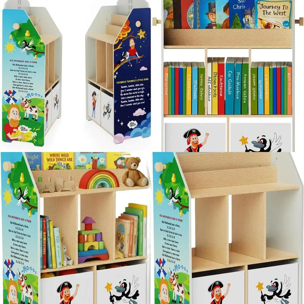 Children's Wooden Bookshelf: Twinkle Twinkle & Old MacDonald Themes, Storage Organizer for Kids' Rooms, Suitable for Ages 3+
Children's Wooden Bookshelf: Twinkle Twinkle & Old MacDonald Themes, Storage Organizer for Kids' Rooms, Suitable for Ages 3+