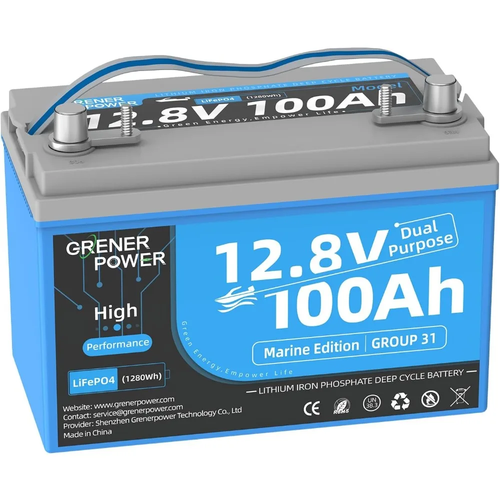 12.8V100Ah LiFePO4 Battery, Built-in 200A BMS, Group31 Case Dual Purpose Marine Starting Battery, Up to 900A MCA & 4P4S 12V Lith
12.8V100Ah LiFePO4 Battery, Built-in 200A BMS, Group31 Case Dual Purpose Marine Starting Battery, Up to 900A MCA & 4P4S 12V Lith