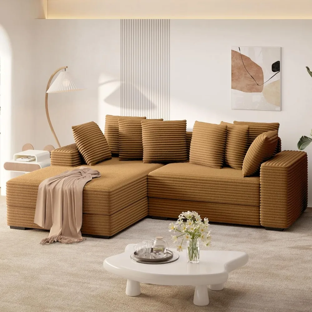 111'' Modern Sectional Cloud Sofa with Chaise, Extra Large Sleeper Couches Corduroy with 8pcs Pillows for Living Room, Bedroom
111'' Modern Sectional Cloud Sofa with Chaise, Extra Large Sleeper Couches Corduroy with 8pcs Pillows for Living Room, Bedroom