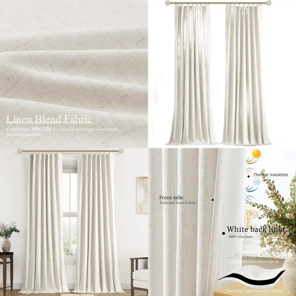 Комплект из 2 штор из льняной ткани цвета кремового слонового кости с плиссировкой, 90% светонепроницаемости, для гостиной, столовой, спальни, офиса
Комплект из 2 штор из льняной ткани цвета кремового слонового кости с плиссировкой, 90% светонепроницаемости, для гостиной, столовой, спальни, офиса