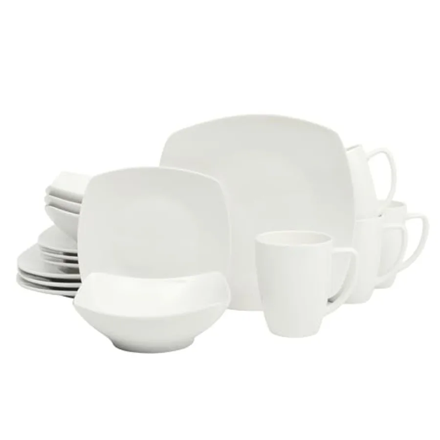 Porcelain Dinnerware Set for 4, Square Plates Bowls and Mugs, Chip and Scratch Resistant, Dishwasher and Microwave Safe, 16 Pcs
Porcelain Dinnerware Set for 4, Square Plates Bowls and Mugs, Chip and Scratch Resistant, Dishwasher and Microwave Safe, 16 Pcs