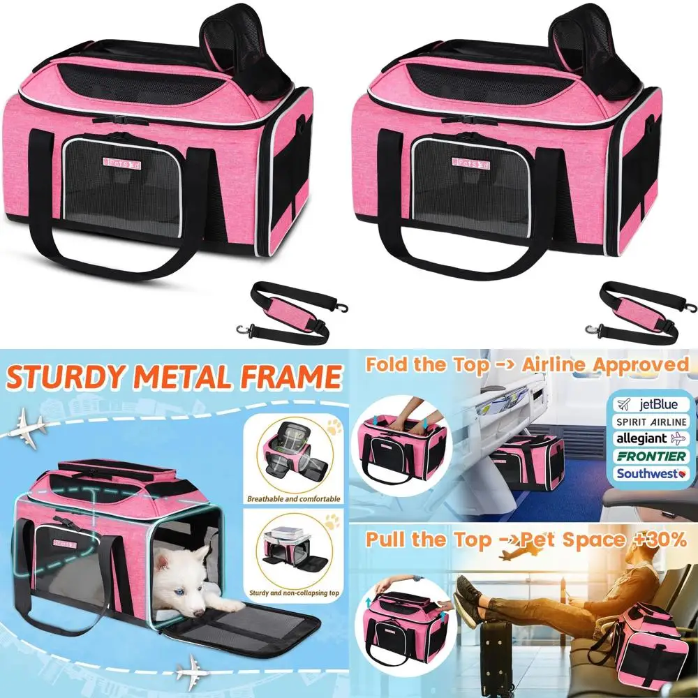 Expandable Pet Carrier 17x12x8.5 for Small Cats & Dogs, Airline Approved, Locking Zippers, Anti-Scratch Mesh, Pink
Expandable Pet Carrier 17x12x8.5 for Small Cats & Dogs, Airline Approved, Locking Zippers, Anti-Scratch Mesh, Pink