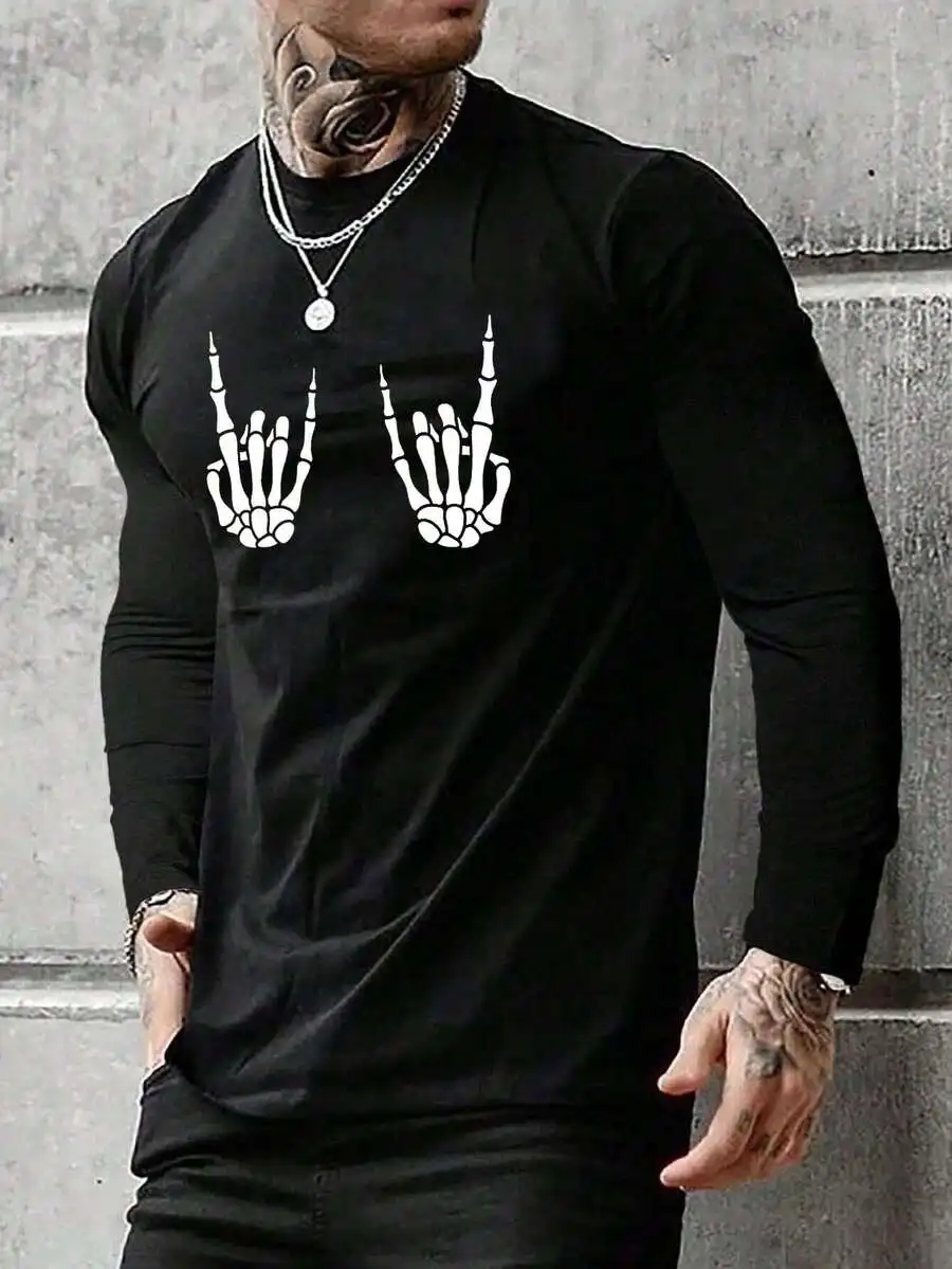 Mens Skeleton Hand Print Casual Long Sleeve T-Shirt
Mens Skeleton Hand Print Casual Long Sleeve T-Shirt