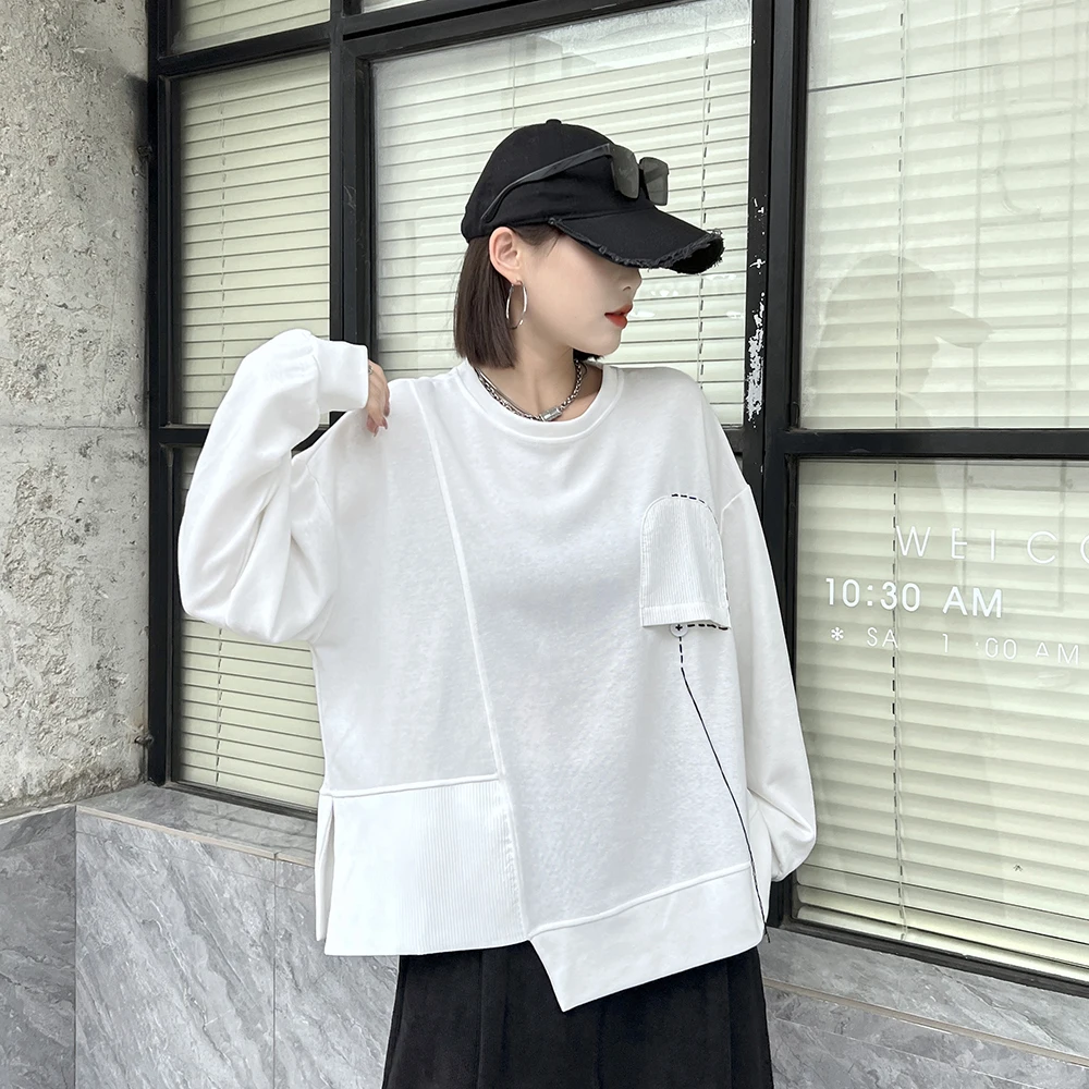 230860 Irregular Spliced Pocket Black Sweatshirt Women Long Sleeve Pullover Loose Casual Sweatshirt Fashion Clothes Spring Autum
230860 Irregular Spliced Pocket Black Sweatshirt Women Long Sleeve Pullover Loose Casual Sweatshirt Fashion Clothes Spring Autum