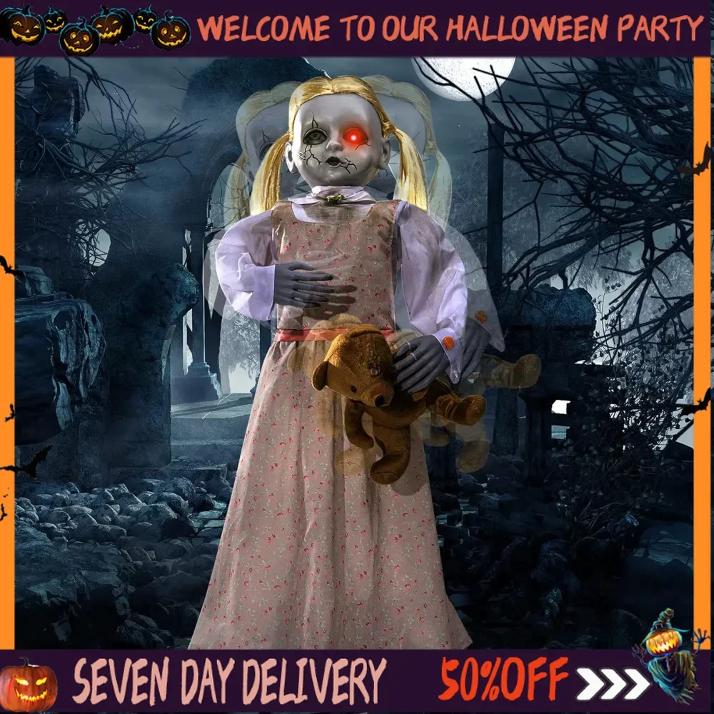 Doll Halloween Animated Decorations - Sound Activated with Creepy Sound, Light Up Eyes Scary Motion, Haunted House Holiday Decor
Doll Halloween Animated Decorations - Sound Activated with Creepy Sound, Light Up Eyes Scary Motion, Haunted House Holiday Decor