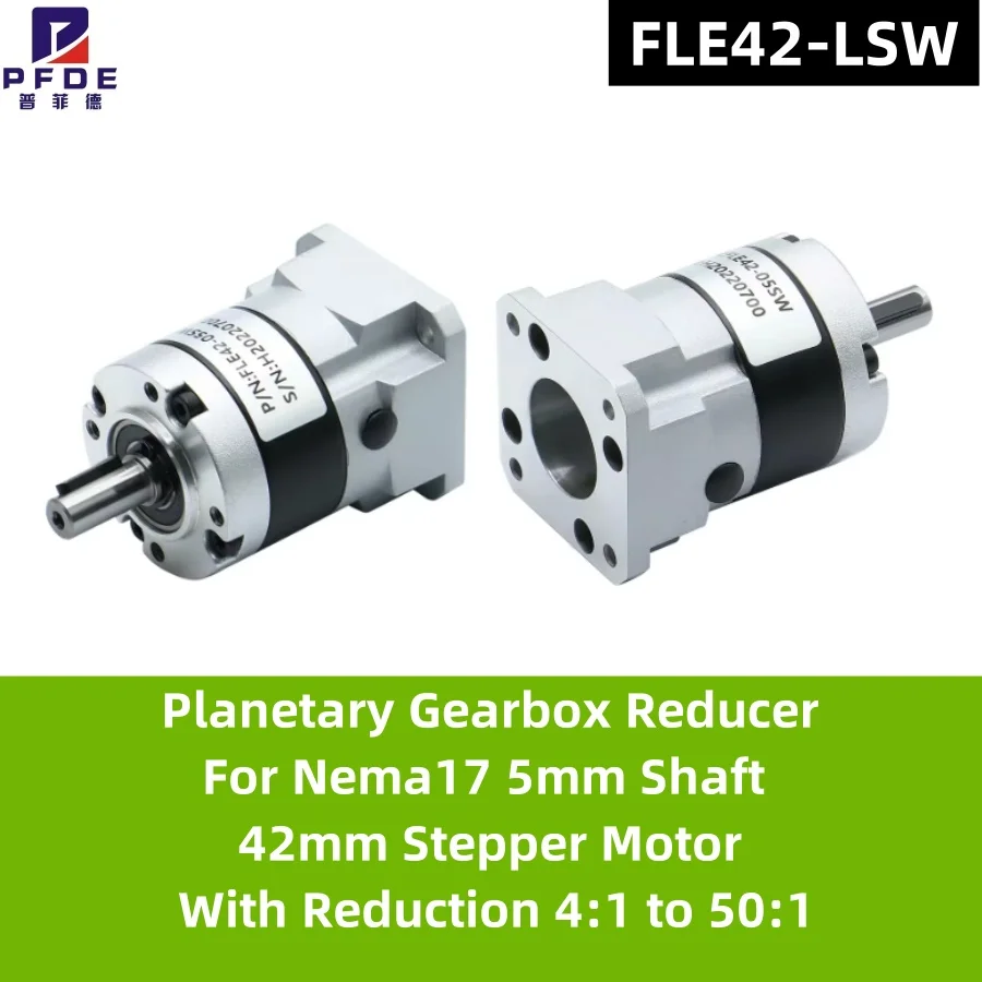 NEW FLE42-LSW High Precision Planetary Gearbox Reducer For Nema17 5mm Shaft 42mm Stepper Motor With Reduction 4:1 to 50:1
NEW FLE42-LSW High Precision Planetary Gearbox Reducer For Nema17 5mm Shaft 42mm Stepper Motor With Reduction 4:1 to 50:1