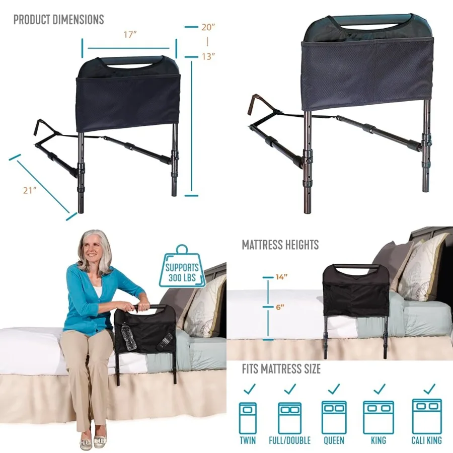 Able Life Bedside Safety Handle, Padded Stand Assist Railing for Seniors, Height Adjustable Bed Rail with Pouch for Elderly Adu
Able Life Bedside Safety Handle, Padded Stand Assist Railing for Seniors, Height Adjustable Bed Rail with Pouch for Elderly Adu