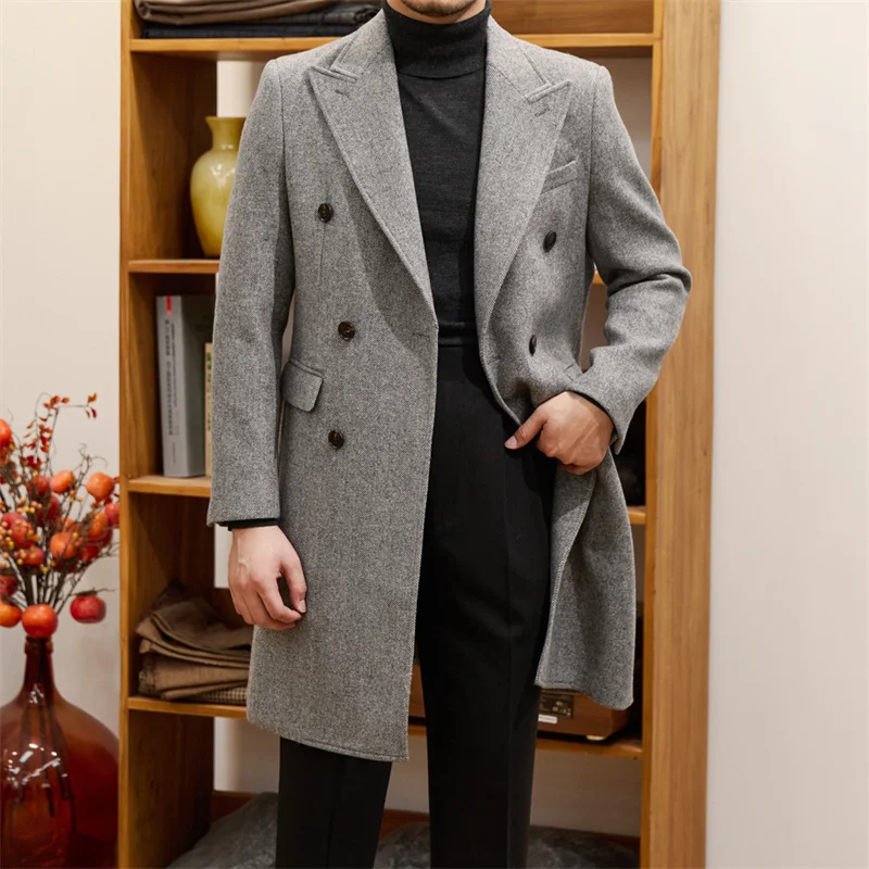 Men's Suit Jackets Herringbone Tweed Wool Blend Blazer Double-Breasted Slim Fit Italian British Thicken Warm Coat Autumn Winter
Men's Suit Jackets Herringbone Tweed Wool Blend Blazer Double-Breasted Slim Fit Italian British Thicken Warm Coat Autumn Winter