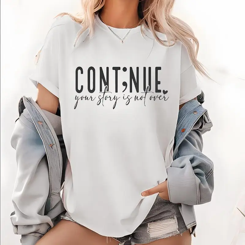 Inspirational T-Shirt, Your Story Is Not Over Slogan Tee, Positive Vibe Semicolon Graphic Top, Motivational Gift for Her Him
Inspirational T-Shirt, Your Story Is Not Over Slogan Tee, Positive Vibe Semicolon Graphic Top, Motivational Gift for Her Him