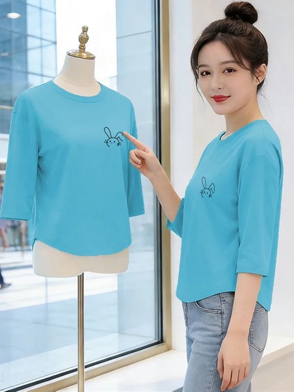 Casual Mid-Sleeve Women's Top Fashionable Printed Base Shirt Breathable Polyester Fiber Standard Size Loose Fit round Neck
Casual Mid-Sleeve Women's Top Fashionable Printed Base Shirt Breathable Polyester Fiber Standard Size Loose Fit round Neck