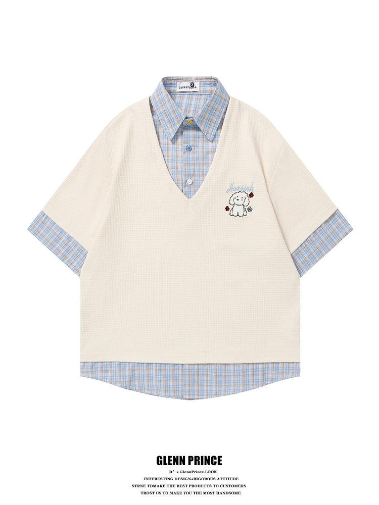 Retro Academic Style Short Sleeve Shirt Men's Loose Slimming Versatile Top Breathable Polyester Spandex Blend Summer Wear
Retro Academic Style Short Sleeve Shirt Men's Loose Slimming Versatile Top Breathable Polyester Spandex Blend Summer Wear
