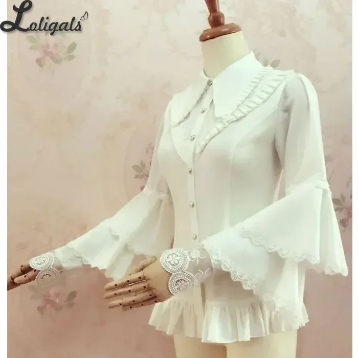 Sweet Women's Button Down Shirt Layered Flare Sleeve Pointed Collar Lolita Blouse by Yiliya
Sweet Women's Button Down Shirt Layered Flare Sleeve Pointed Collar Lolita Blouse by Yiliya