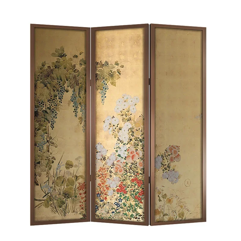 New Chinese retro flower and grass screen partition living room folding mobile blocking office study decoration solid wood 
New Chinese retro flower and grass screen partition living room folding mobile blocking office study decoration solid wood