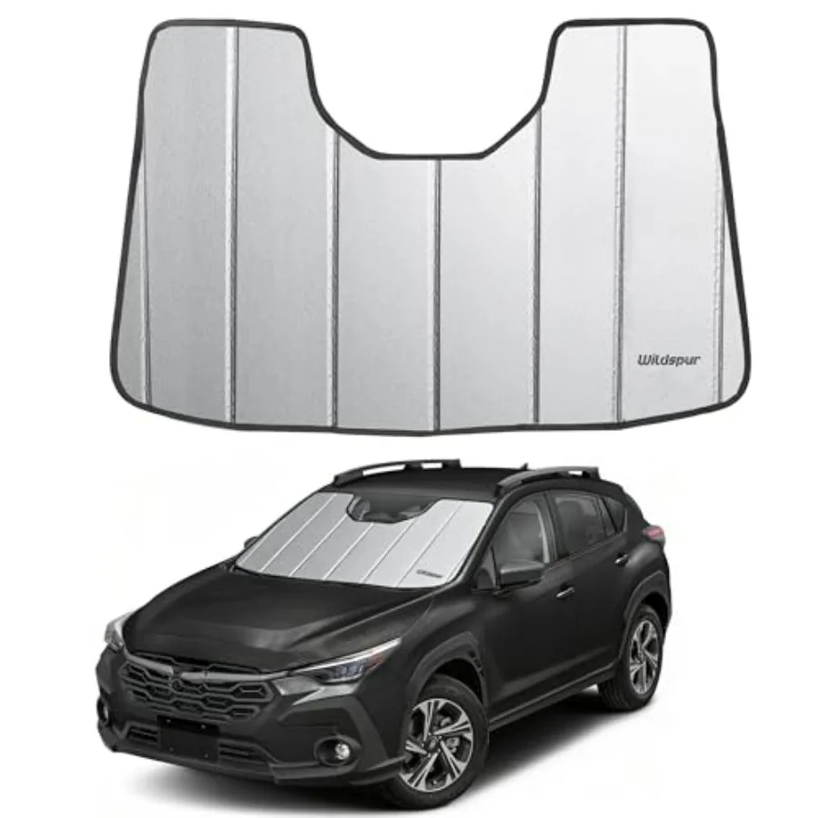 Crosstrek 2024-2026 front windshield sun shade for automotive use, reflective polyester material, black, foldable and custom-fi
Crosstrek 2024-2026 front windshield sun shade for automotive use, reflective polyester material, black, foldable and custom-fi