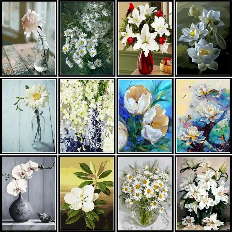 CHENISTORY White Flower Painting By Number Drawing On Canvas Gift Pictures By Numbers Kits Handpainted Art Home Decor
CHENISTORY White Flower Painting By Number Drawing On Canvas Gift Pictures By Numbers Kits Handpainted Art Home Decor