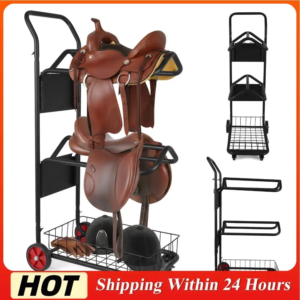 3 Tier Saddle Rack Cart with Wheel Rolling Horse Saddle Rack Cart for Storage Moving Organize Transport Supplies
3 Tier Saddle Rack Cart with Wheel Rolling Horse Saddle Rack Cart for Storage Moving Organize Transport Supplies