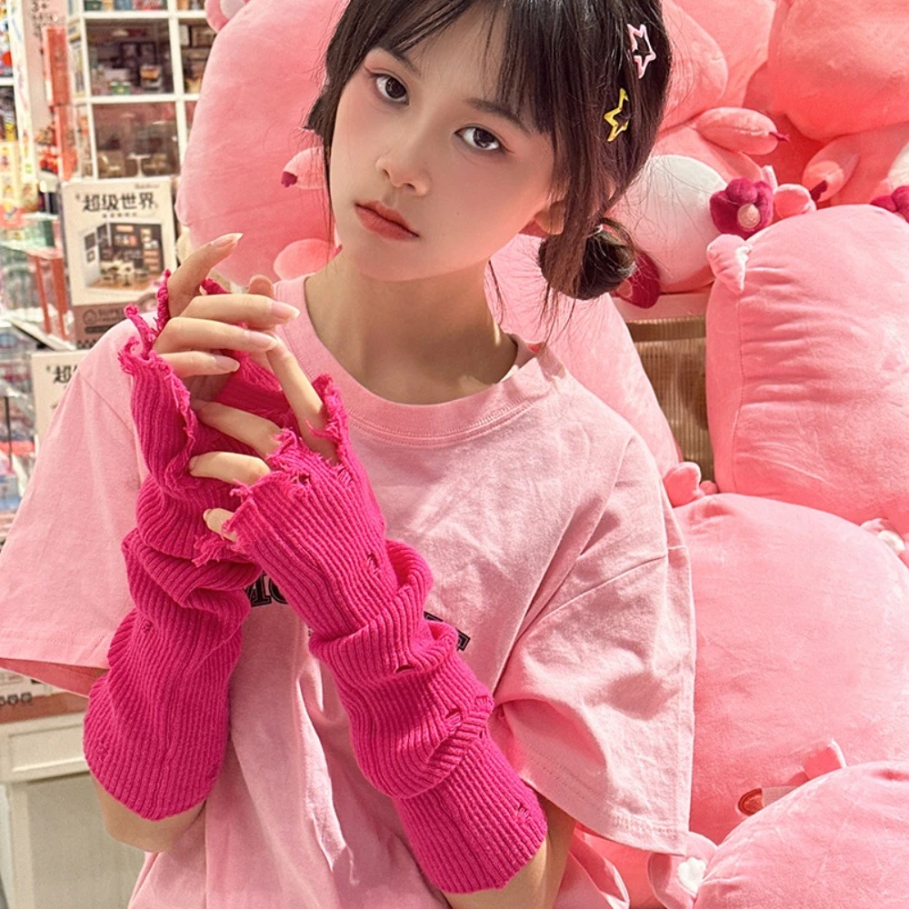 Cute Korean Style Knitted Ripped Arm Sleeves Dopamine Color Y2k Long Fingerless Gloves Sweet Spicy Girl Warm Arm Covers Girls
Cute Korean Style Knitted Ripped Arm Sleeves Dopamine Color Y2k Long Fingerless Gloves Sweet Spicy Girl Warm Arm Covers Girls