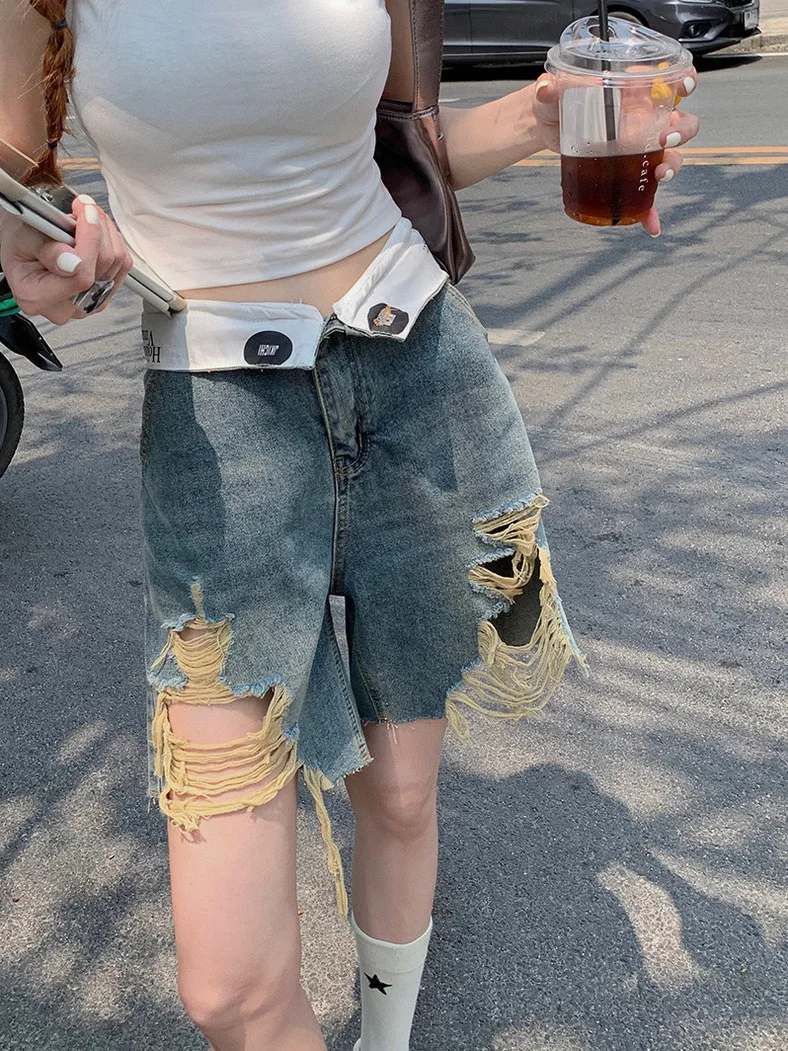 Designed with Distressed Edges Vintage High-Waisted Slim Fit Shorts Thin Summer Unisex Jeans
Designed with Distressed Edges Vintage High-Waisted Slim Fit Shorts Thin Summer Unisex Jeans