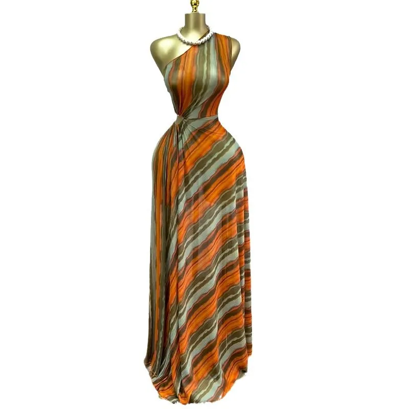 Sexy Elegant Women's 2025 Spring New Sweet and Fresh Striped Slanted Shoulder Neck High Waist A-Line Dress Long Skirt
Sexy Elegant Women's 2025 Spring New Sweet and Fresh Striped Slanted Shoulder Neck High Waist A-Line Dress Long Skirt