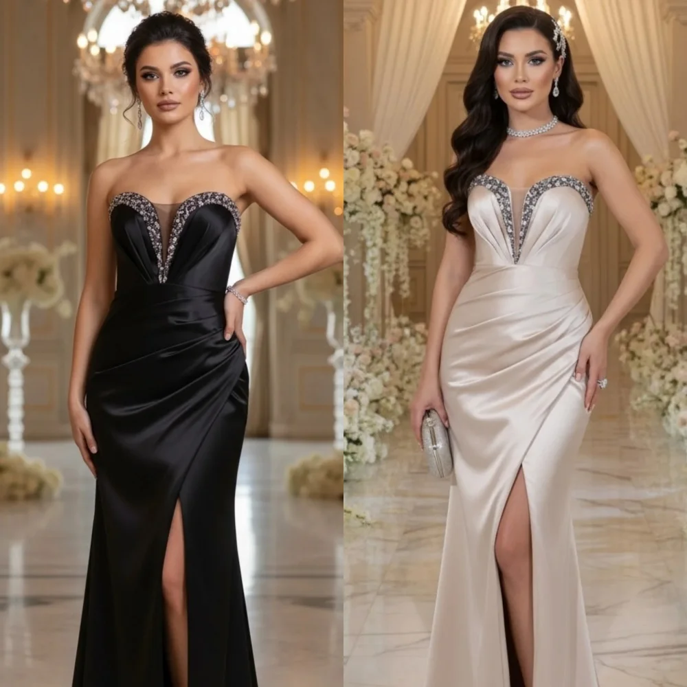 Customized High Quality Elegant Charmeuse Beading Pleat Mermaidt Strapless Long Dresses Bespoke Occasion Dresses Sizes Available
Customized High Quality Elegant Charmeuse Beading Pleat Mermaidt Strapless Long Dresses Bespoke Occasion Dresses Sizes Available