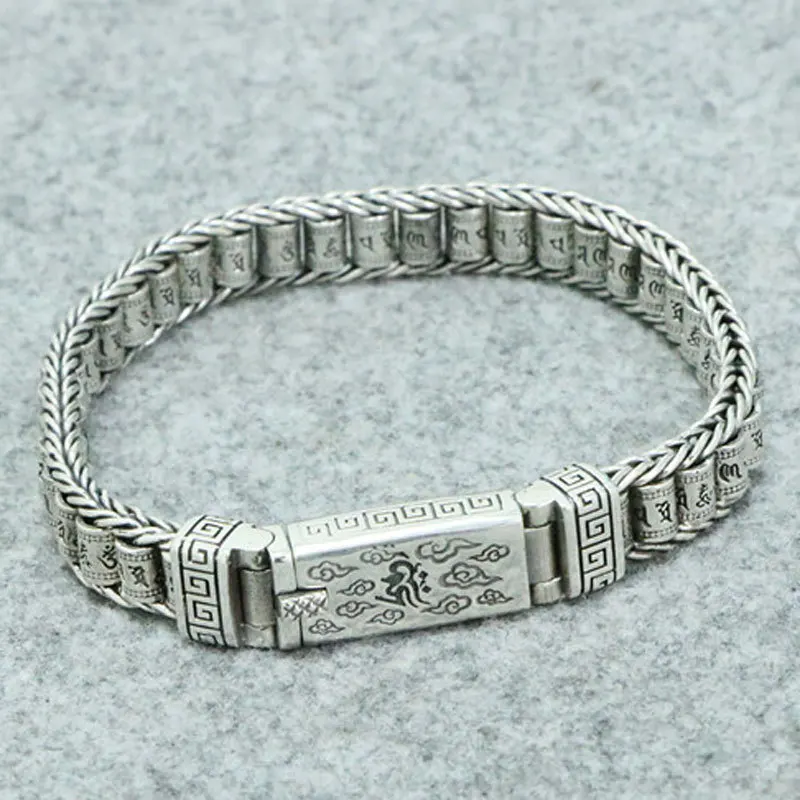S925 Sterling Silver Fashion Men's Sutra Tube Bracelet China-Chic Road Tongxiangyun Silver Chain Bracelet Personalized Fashion J
S925 Sterling Silver Fashion Men's Sutra Tube Bracelet China-Chic Road Tongxiangyun Silver Chain Bracelet Personalized Fashion J