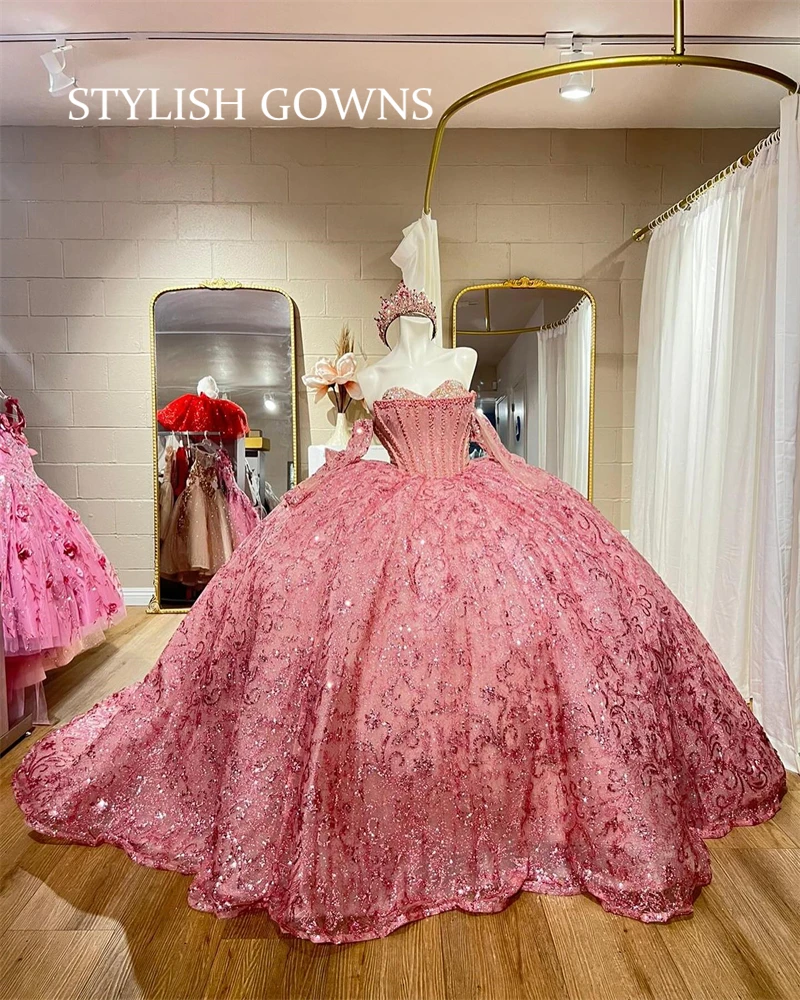 Mexico Pink Sweetheart Quinceanera Dress Beaded Sequined Princess Ball Gown for Sweet 16 Tiered Birthday Party Robe De Bal
Mexico Pink Sweetheart Quinceanera Dress Beaded Sequined Princess Ball Gown for Sweet 16 Tiered Birthday Party Robe De Bal
