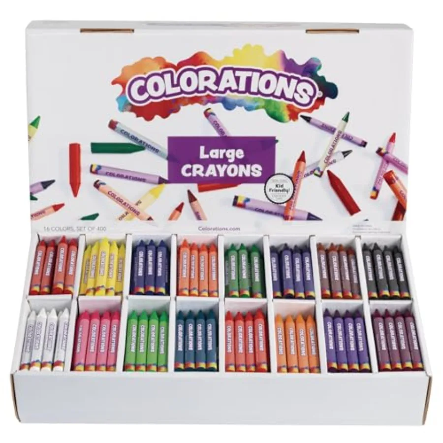 Large Crayon Classroom Pack 400 Count 16 Colors Non-Toxic School Supplies - Bulk Jumbo Crayons for Toddlers Arts and Crafts
Large Crayon Classroom Pack 400 Count 16 Colors Non-Toxic School Supplies - Bulk Jumbo Crayons for Toddlers Arts and Crafts