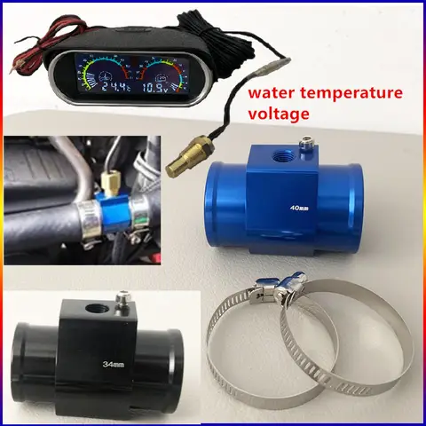 Car Modification Water Temperature Sensor Head Joint Sensor Radiator Adapter 1/8NPT Digital Water Temperature Gauge Voltmeter
