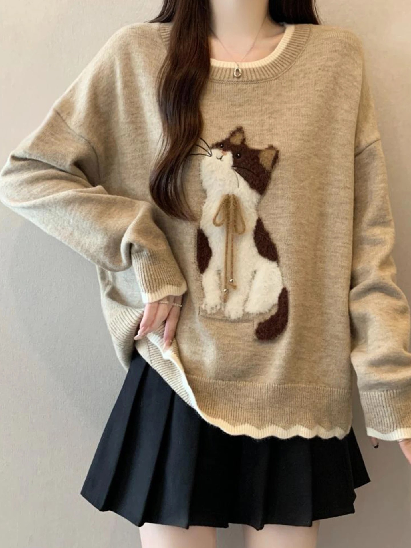 Cute Anti-Aging Knitted Sweater Women's Loose Overhead Soft Cozy Large Size Fat MM Early Spring Pattern Warm Commute Sle
Cute Anti-Aging Knitted Sweater Women's Loose Overhead Soft Cozy Large Size Fat MM Early Spring Pattern Warm Commute Sle