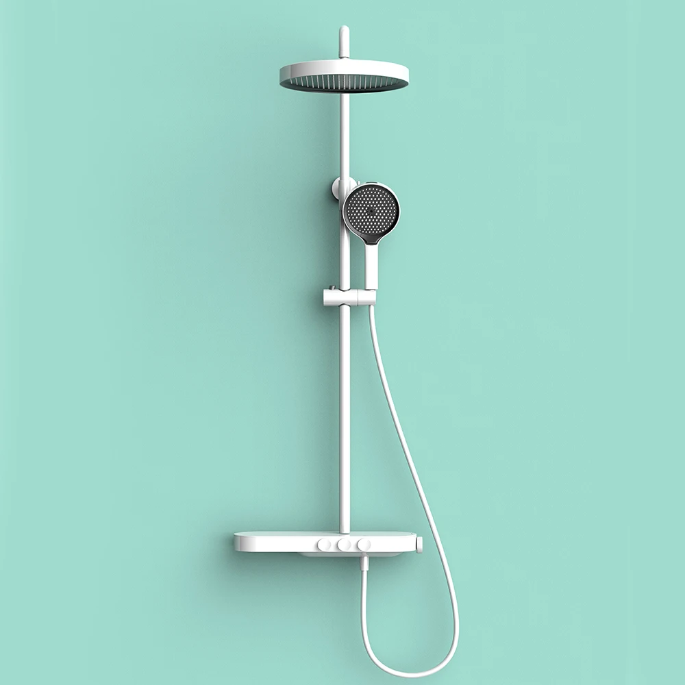 SKOWLL White Exposed Rain Shower System with Hand Shower, Dual Head 3 Spray Modes, Modern Wall Mount Bathroom Fixture
SKOWLL White Exposed Rain Shower System with Hand Shower, Dual Head 3 Spray Modes, Modern Wall Mount Bathroom Fixture