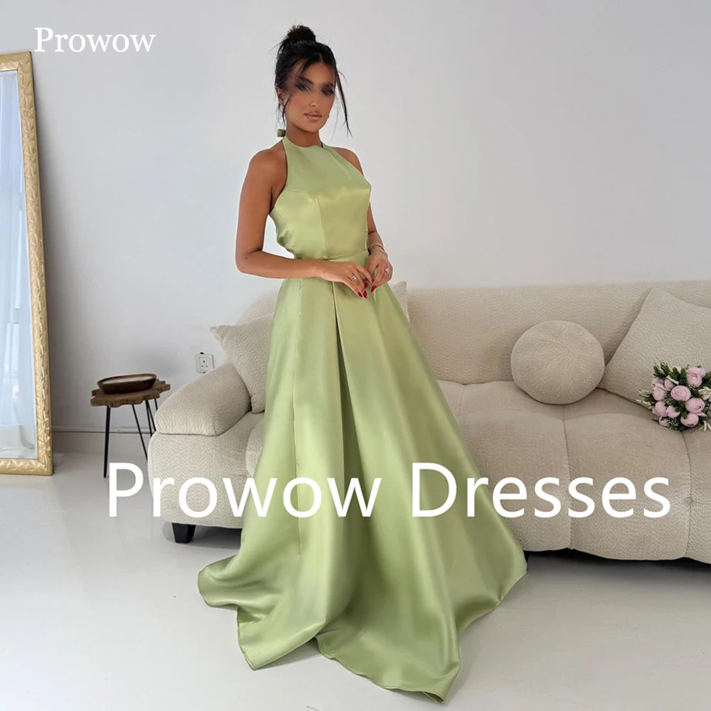 Prowow Modest Green A Line Evening Dress Sleeveless Floor Length Wedding Party Dress Pleat Satin Customized Backless Formal Gown
Prowow Modest Green A Line Evening Dress Sleeveless Floor Length Wedding Party Dress Pleat Satin Customized Backless Formal Gown