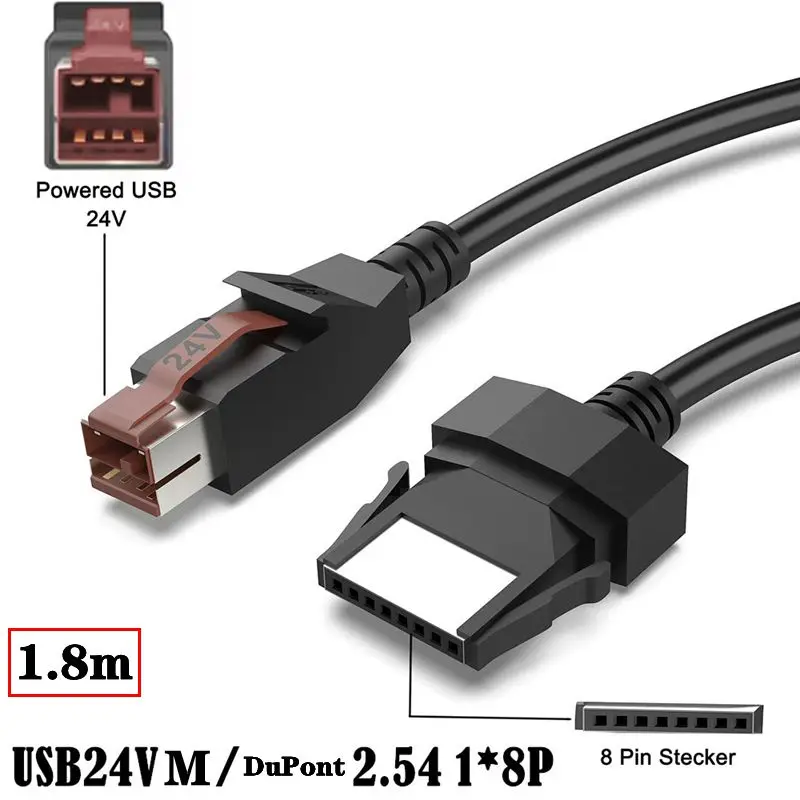 1.8m Epson IBM Barcode Scanning Gun Line Powered USB 24V to DuPont 2.54mm 8P Printer Medical Device POS Terminal Connection Line
1.8m Epson IBM Barcode Scanning Gun Line Powered USB 24V to DuPont 2.54mm 8P Printer Medical Device POS Terminal Connection Line