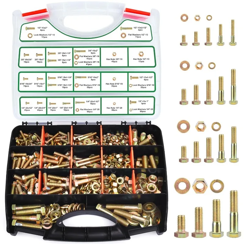 772-Piece Bolt & Nut Assortment - Heavy Duty Grade 8 SAE Set for Mechanics - Automotive & Machinery Repair Kit
772-Piece Bolt & Nut Assortment - Heavy Duty Grade 8 SAE Set for Mechanics - Automotive & Machinery Repair Kit