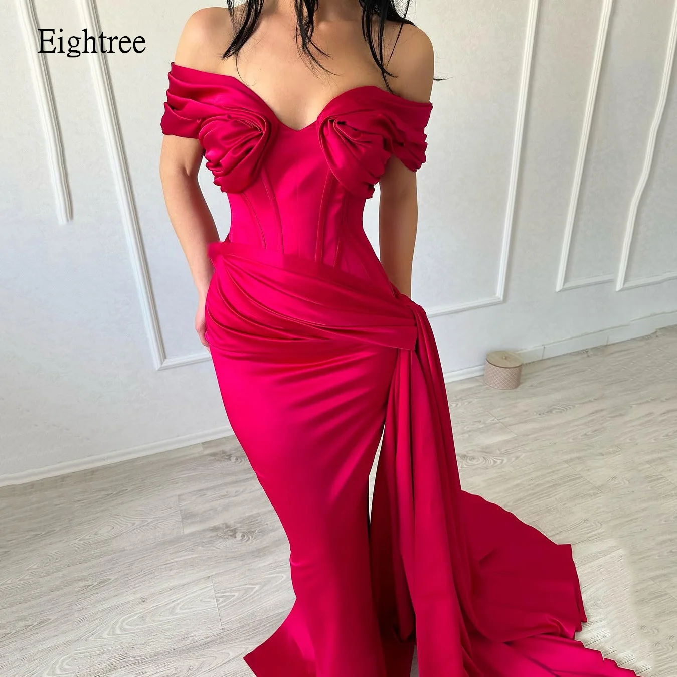 Eightree Sexy Red Mermaid Formal Prom Gowns V Neck Off The Shoulder Evening Dress Floor Length Women Party Dresses Customized
Eightree Sexy Red Mermaid Formal Prom Gowns V Neck Off The Shoulder Evening Dress Floor Length Women Party Dresses Customized