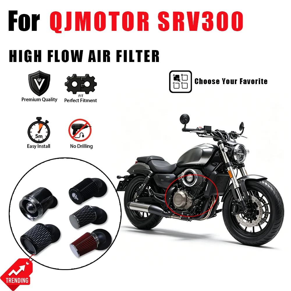 For QJMOTOR SRV300 SRV 300 Flash 300 Motorcycle Modified Air Filter Intake Cleaner Mushroom Head High Flow Power Filter Parts
For QJMOTOR SRV300 SRV 300 Flash 300 Motorcycle Modified Air Filter Intake Cleaner Mushroom Head High Flow Power Filter Parts