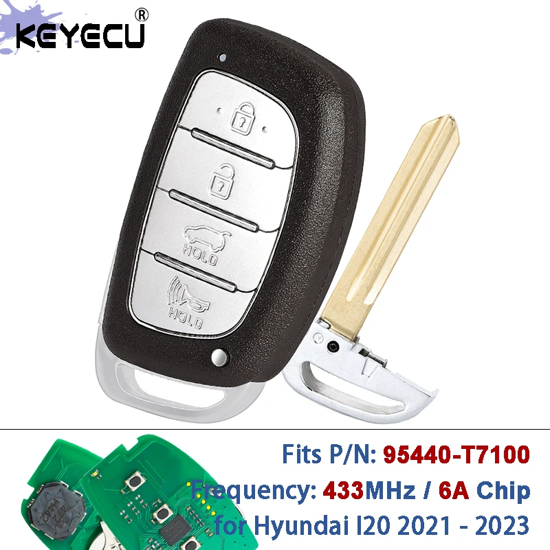 KEYECU PN: 95440-T7100 433 МГц ID6A Чип приближения Keyless Go Smart Remote Key Fob для Hyundai I20 2021 2022 2023
KEYECU PN: 95440-T7100 433 МГц ID6A Чип приближения Keyless Go Smart Remote Key Fob для Hyundai I20 2021 2022 2023