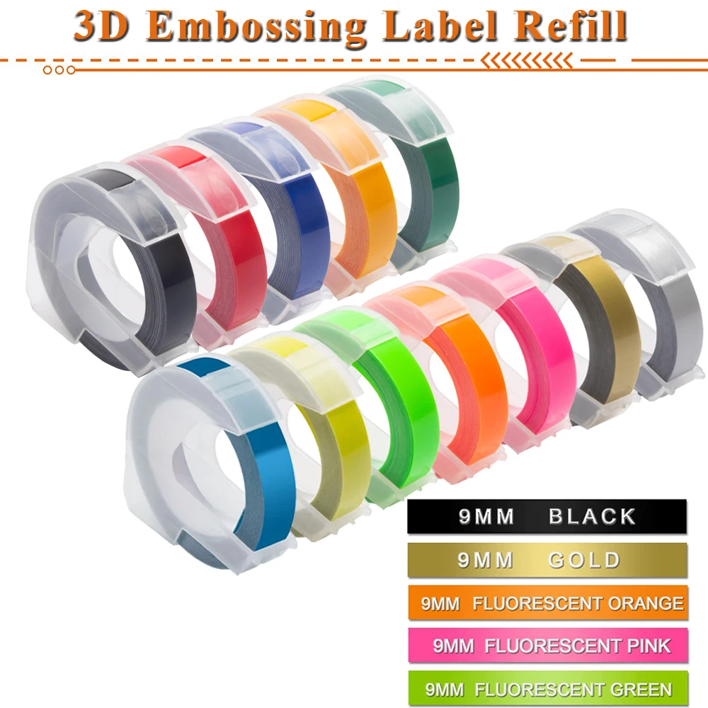 1Roll 6MM 9MM 12MM 3D Embossing 3/8 inch Label Refill Printer Ribbon PVC LABEL Motex E101 1610 12965 1880 Organizer Omega Maker
1Roll 6MM 9MM 12MM 3D Embossing 3/8 inch Label Refill Printer Ribbon PVC LABEL Motex E101 1610 12965 1880 Organizer Omega Maker