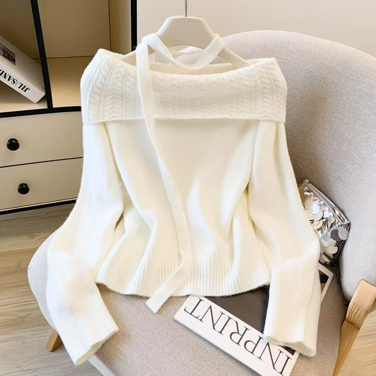 Autumn Winter New Sle Loose Fit oulder Bared Knitted Long Sve Sweater Women Casual Lazy Versatile One oulder Neline
Autumn Winter New Sle Loose Fit oulder Bared Knitted Long Sve Sweater Women Casual Lazy Versatile One oulder Neline