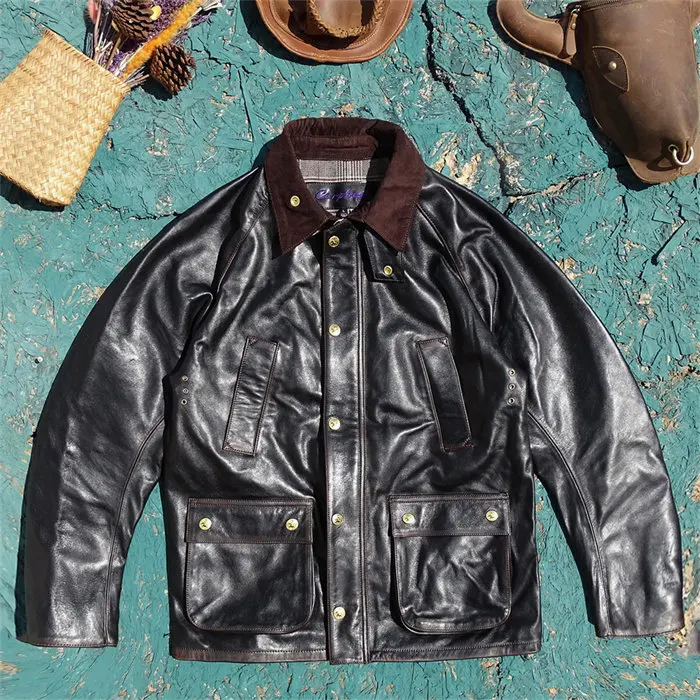 British Hunting Style Mid‑Long Trench Coat Softened Tea Core Brushed Distressed Young Ponyhide Leather Unisex Vintage Outerwear
British Hunting Style Mid‑Long Trench Coat Softened Tea Core Brushed Distressed Young Ponyhide Leather Unisex Vintage Outerwear
