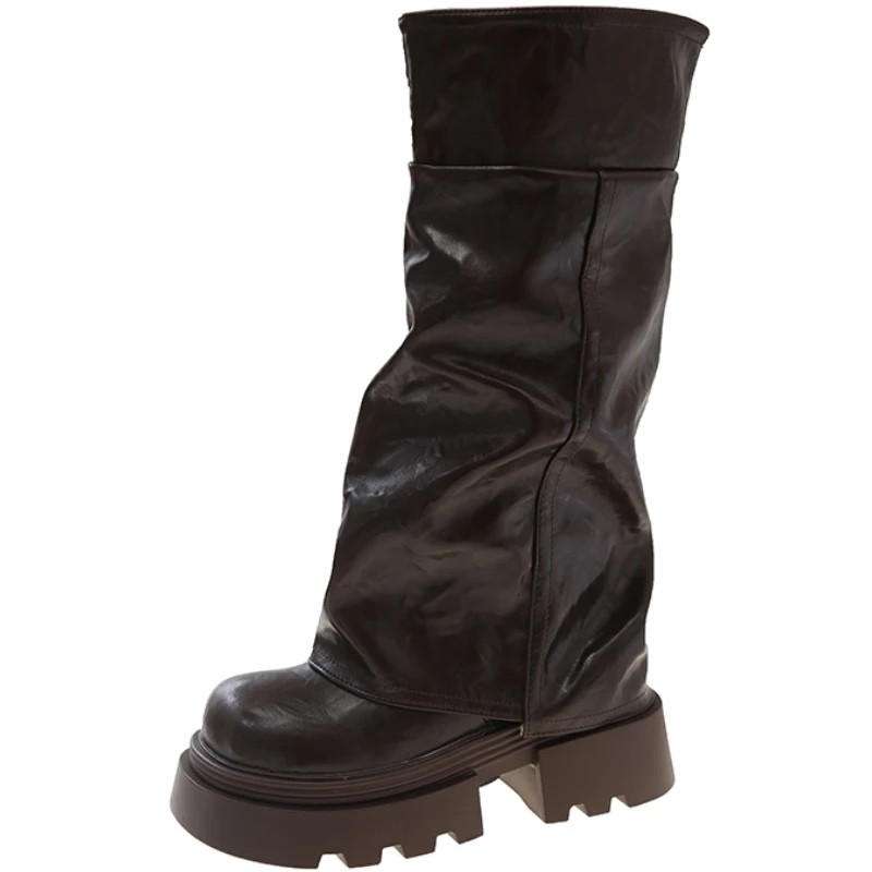 Spring Autumn Ins Style Thick-soled Motorcycle Boots 2025 New PU Leather Solid Color Casual Slip-on Women High Boots Botas Mujer
Spring Autumn Ins Style Thick-soled Motorcycle Boots 2025 New PU Leather Solid Color Casual Slip-on Women High Boots Botas Mujer