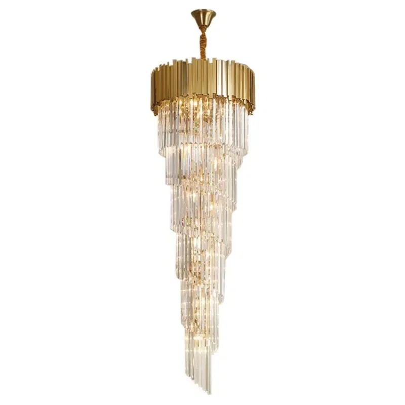 Modern simple duplex staircase crystal long chandelier, villa rotating apartment hollow high living room lamp
Modern simple duplex staircase crystal long chandelier, villa rotating apartment hollow high living room lamp