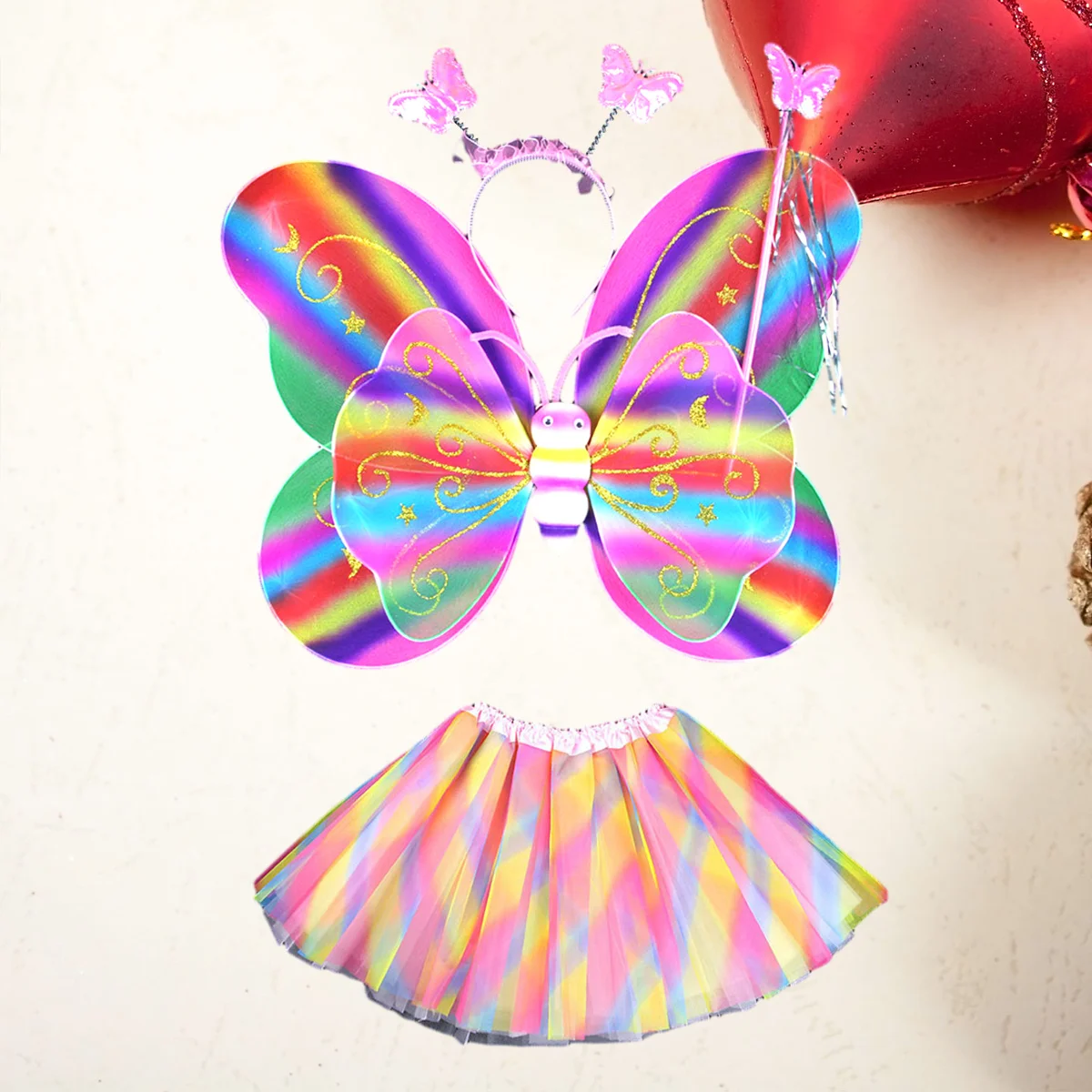 4Pcs Kids Fairy Wings Costume Plastic Tutu Skirt Wand Headband Set Birthday Halloween Christmas Party Outfit Wings Costume
4Pcs Kids Fairy Wings Costume Plastic Tutu Skirt Wand Headband Set Birthday Halloween Christmas Party Outfit Wings Costume