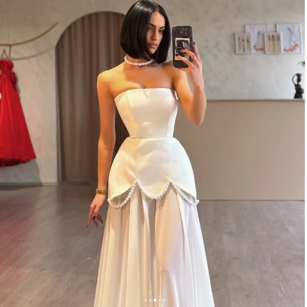 Customized Wedding Dresses Strapless A-line Princess Ribbon Prom Gown Illsion Tulle Corset High Quality Bride Party Dress Women
Customized Wedding Dresses Strapless A-line Princess Ribbon Prom Gown Illsion Tulle Corset High Quality Bride Party Dress Women