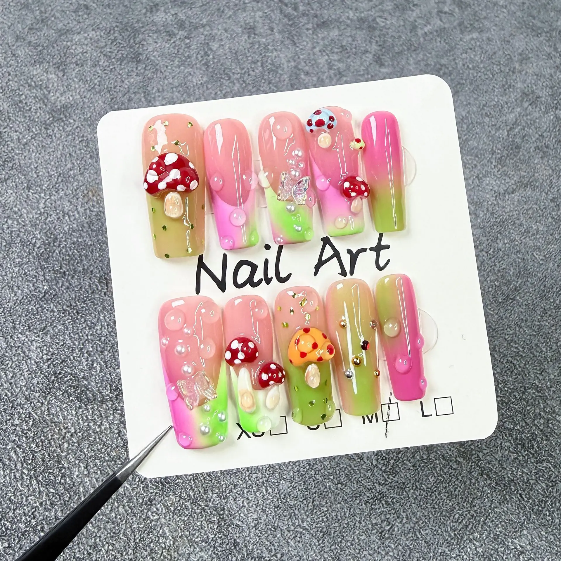 10 шт., длинные гробы ручной работы, пресс для ногтей, милые 3D грибные бабочки, дизайн, накладные ногти, градиентные зеленые французские накладные ногти
10 шт., длинные гробы ручной работы, пресс для ногтей, милые 3D грибные бабочки, дизайн, накладные ногти, градиентные зеленые французские накладные ногти