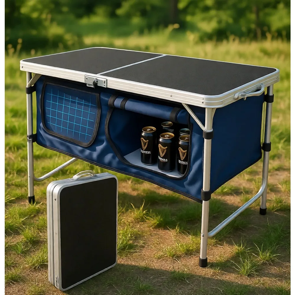 Foldable Camping Table with Storage Adjustable Height Lightweight Aluminum for Picnic BBQ Tailgating
Foldable Camping Table with Storage Adjustable Height Lightweight Aluminum for Picnic BBQ Tailgating