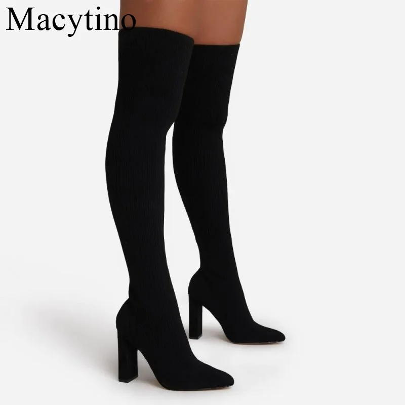 2022 New Arrival Winter Women Socks Boots Over-the-knee Boots Ladies Chunky Heel Stretch Knitted Fabric Boots
2022 New Arrival Winter Women Socks Boots Over-the-knee Boots Ladies Chunky Heel Stretch Knitted Fabric Boots