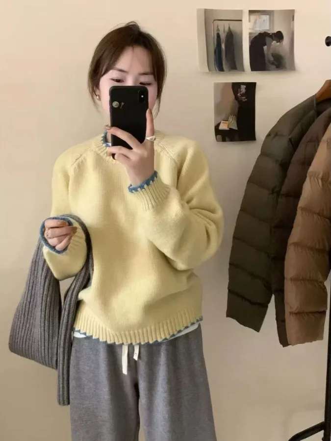Color Blo Knit Sweater Women's Autumn Winter New Loose Fit Soft Knitted Inner Wear Top Faionable Lazy Sle High End Feeling
Color Blo Knit Sweater Women's Autumn Winter New Loose Fit Soft Knitted Inner Wear Top Faionable Lazy Sle High End Feeling