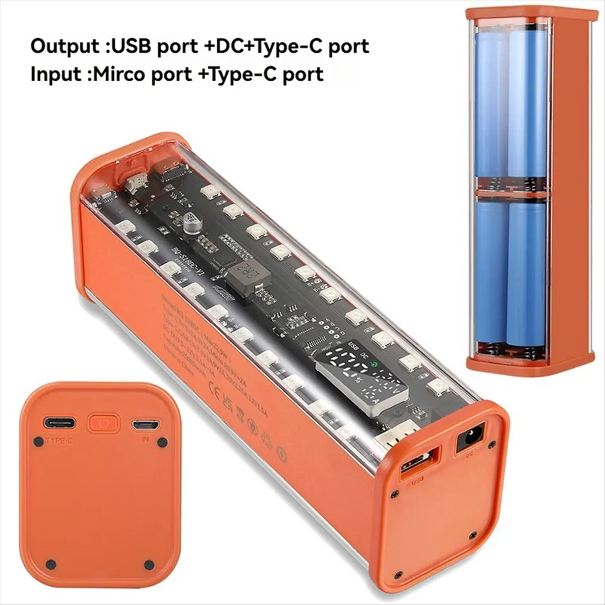 DT1946 Mon.8 Slots 18650 Power Bank Case 22.5W Fast Charging DIY Battery Box Digital Display USB Type C DC5.5x2.1 Output Orange
DT1946 Mon.8 Slots 18650 Power Bank Case 22.5W Fast Charging DIY Battery Box Digital Display USB Type C DC5.5x2.1 Output Orange