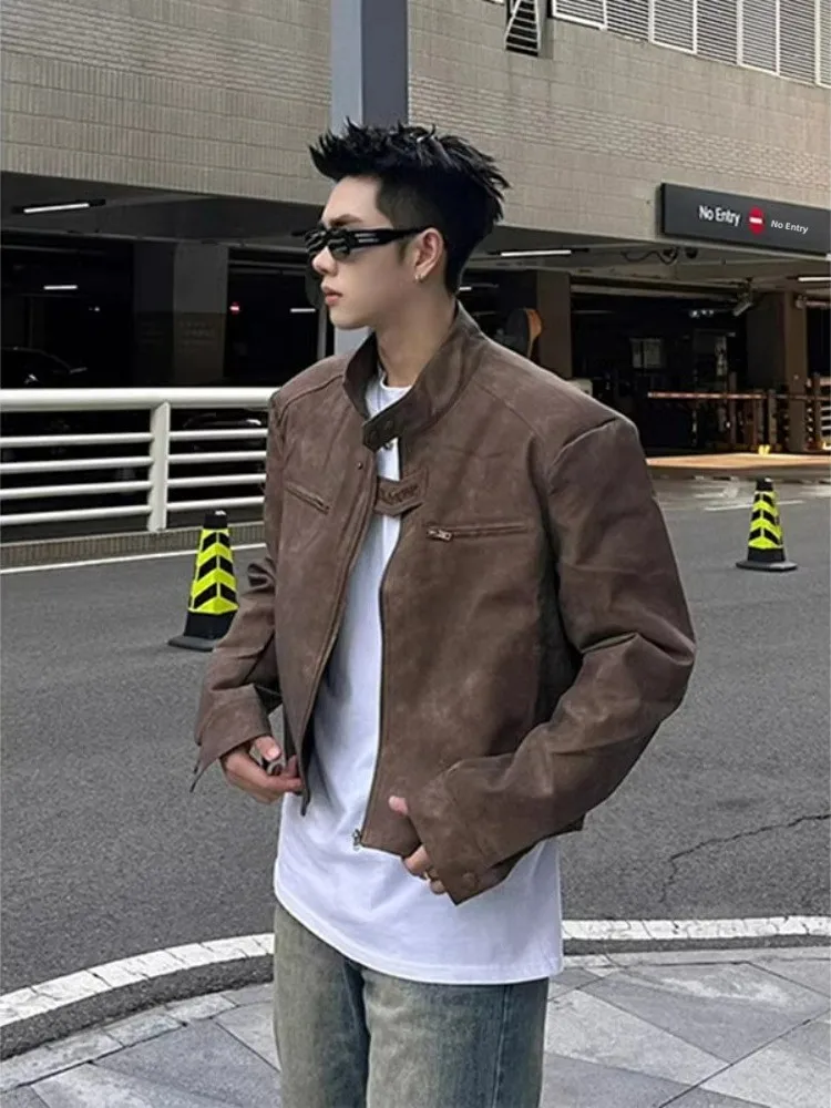 Cleanfit Brown ort Leather Jaet Men Padded oulder American Retro Stand Collar Flight Jaet Outdoor Youth Sle
Cleanfit Brown ort Leather Jaet Men Padded oulder American Retro Stand Collar Flight Jaet Outdoor Youth Sle