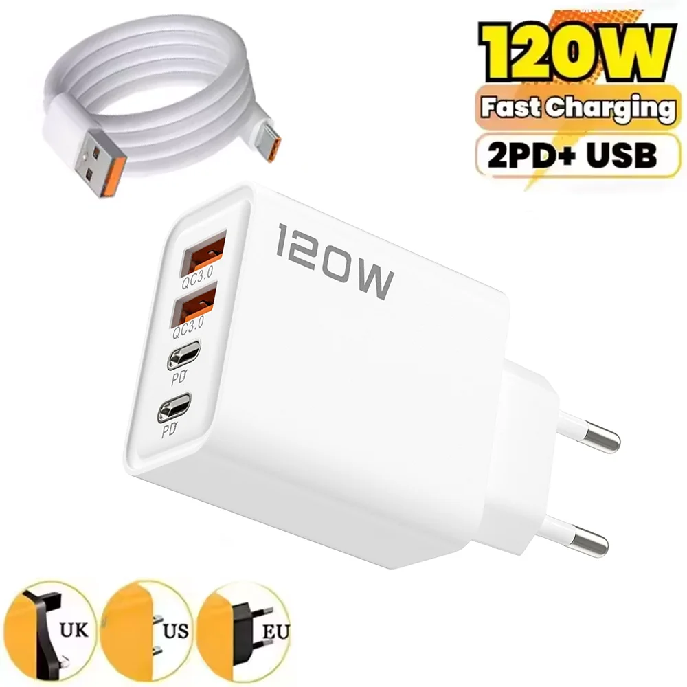 Общий 120 Вт 4-портовый USB-кабель типа C для быстрой зарядки данных, адаптер для зарядного устройства для телефона для Samsung IPhone Xiaomi, настенное зарядное устройство
Общий 120 Вт 4-портовый USB-кабель типа C для быстрой зарядки данных, адаптер для зарядного устройства для телефона для Samsung IPhone Xiaomi, настенное зарядное устройство